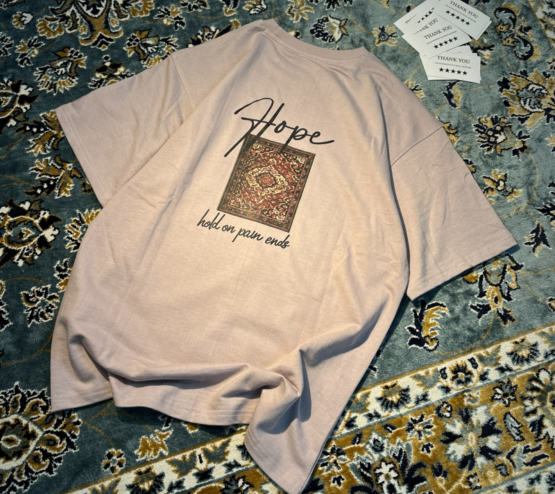 Hope Hold On Pain Ends Oversized Tee – back view